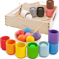 Colour-Matching Wooden Balls & Cups